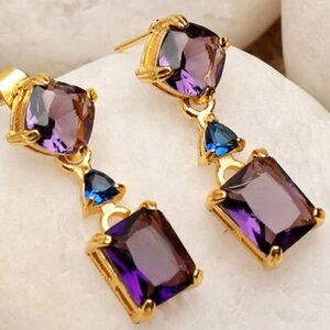 Elegant Gold and Purple Zircon Earrings
